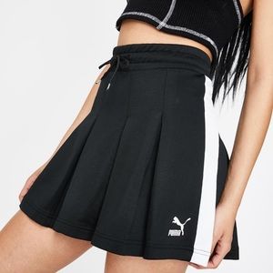 Pleated Puma skirt black white mini skirt y2k 90s